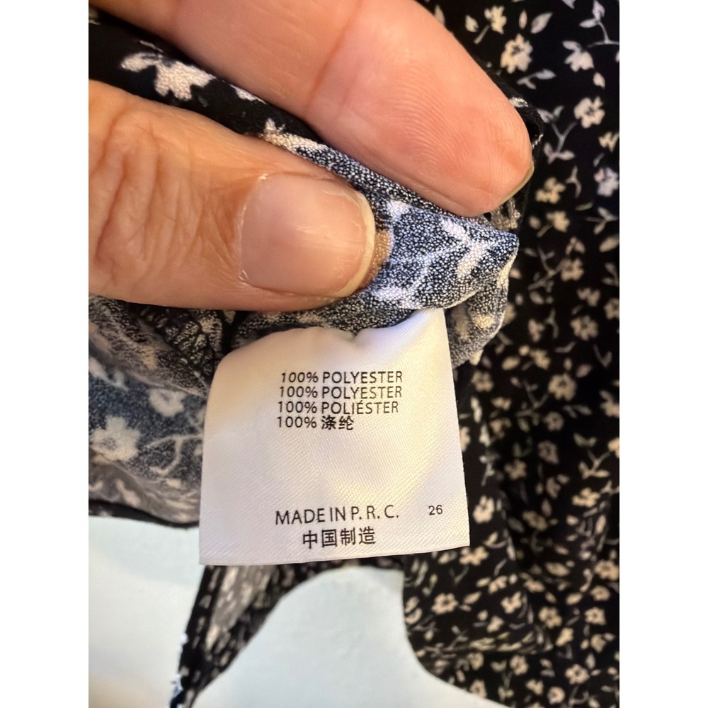Brandy Melville Mini Skirt Womens One Size Black White Floral A-Line Side Slit - Picture 4 of 7